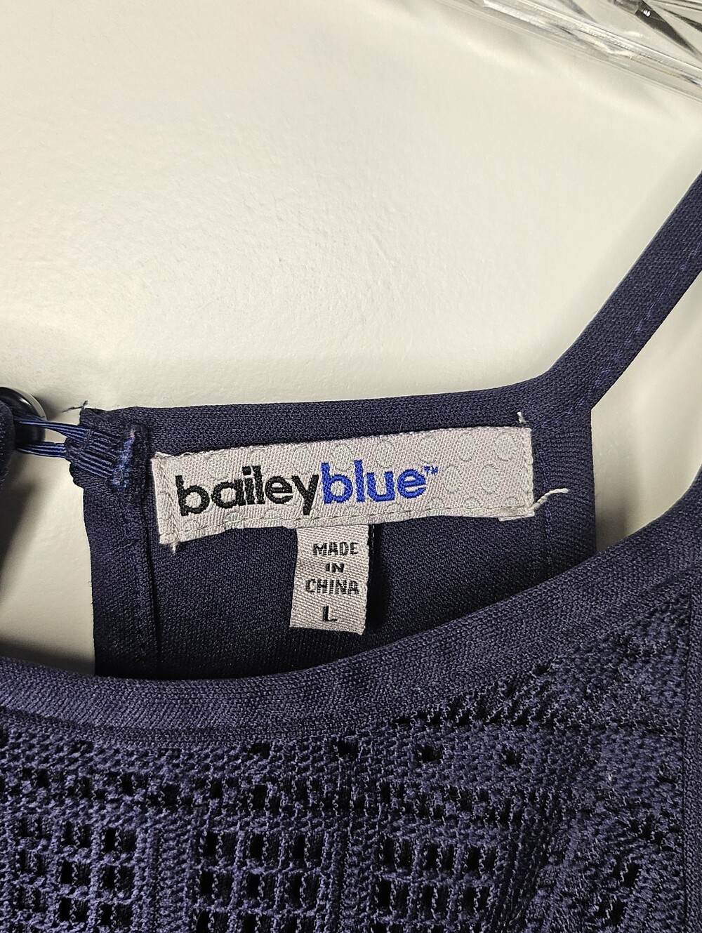 Bailey Blue Women's Large Navy Blue Lace Fit Flare Midi Sleeveless Halter Dress - Picture 9 of 15